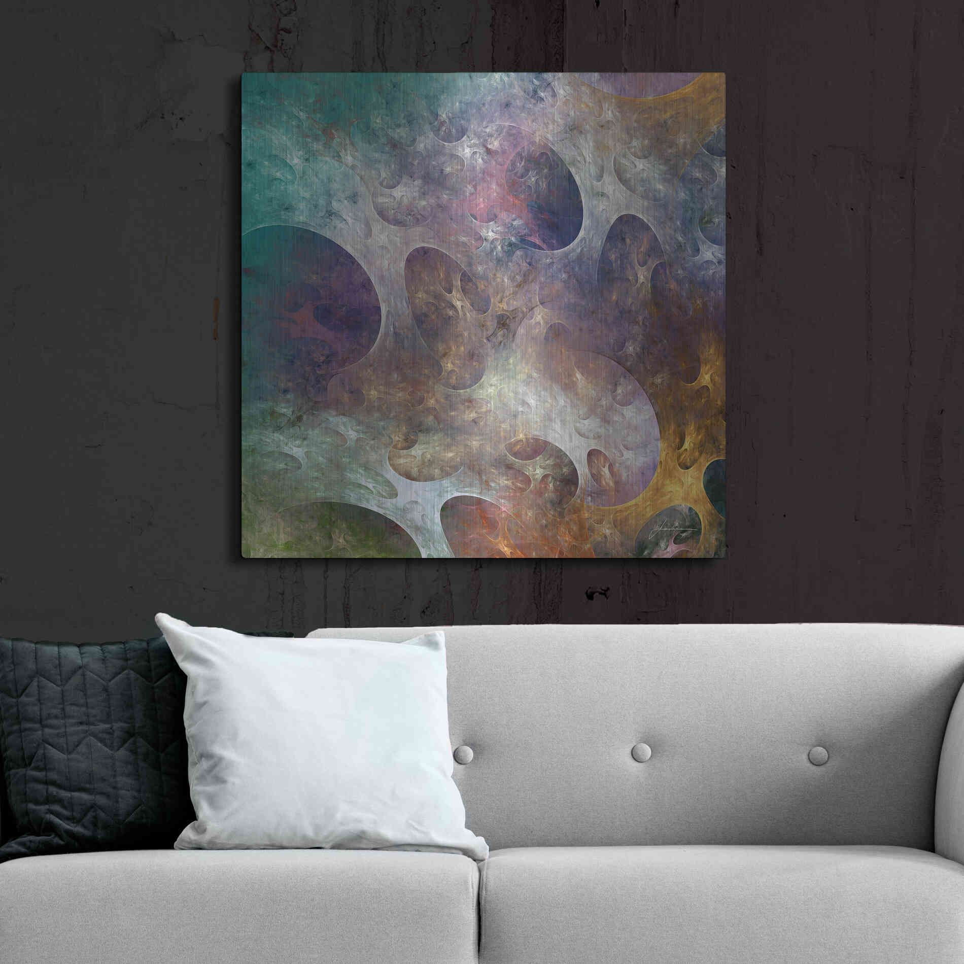 Luxe Metal Art 'Lunar Tiles IV' by James Burghardt, Metal Wall Art,36x36