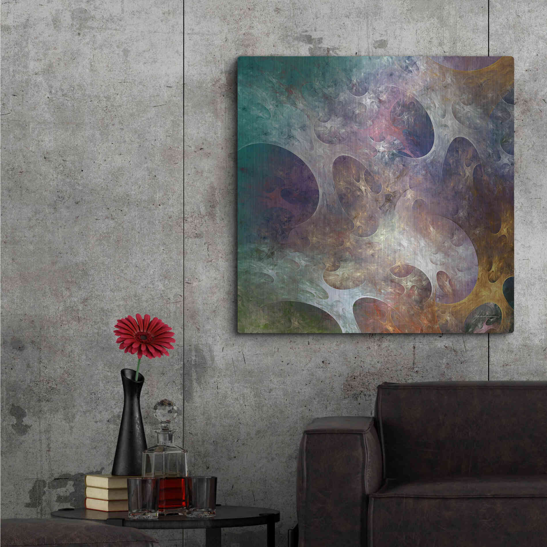 Luxe Metal Art 'Lunar Tiles IV' by James Burghardt, Metal Wall Art,36x36