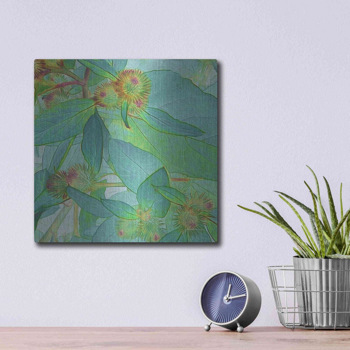 Luxe Metal Art 'Prickley Tiles I' by James Burghardt, Metal Wall Art,12x12