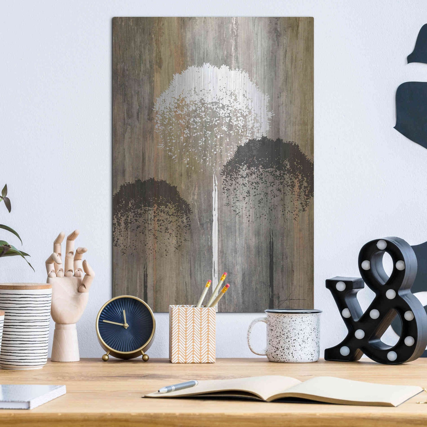 Luxe Metal Art 'Rustic Garden I' by James Burghardt, Metal Wall Art,12x16