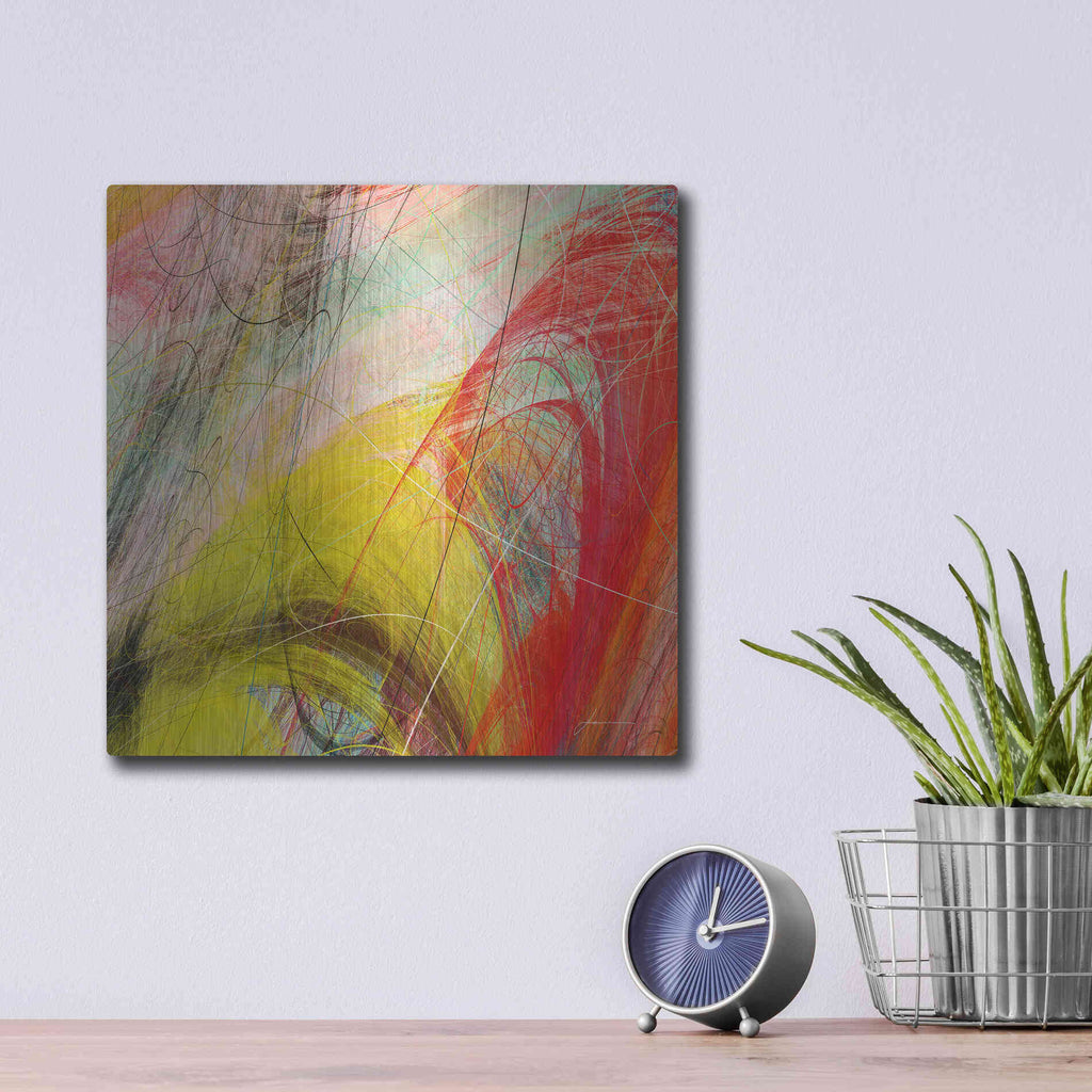 Luxe Metal Art 'String Tile I' by James Burghardt, Metal Wall Art,12x12