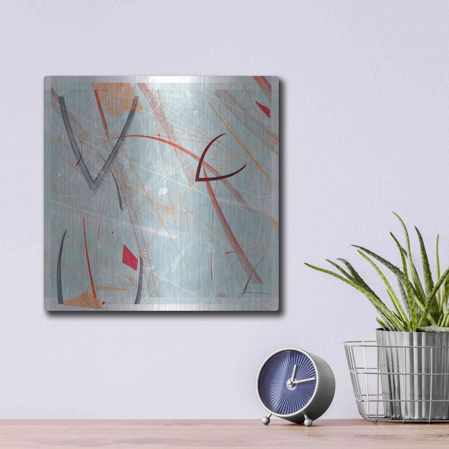 Luxe Metal Art 'Vectora Panel III' by James Burghardt, Metal Wall Art,12x12