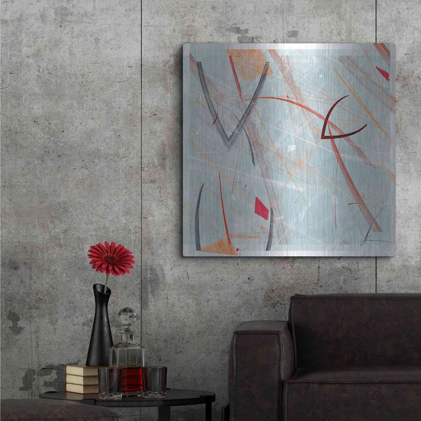 Luxe Metal Art 'Vectora Panel III' by James Burghardt, Metal Wall Art,36x36