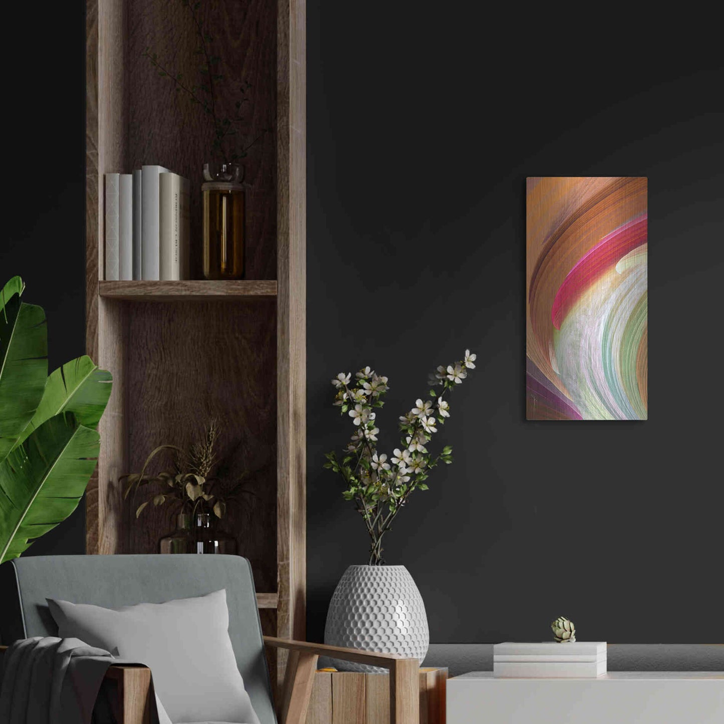 Luxe Metal Art 'Wind Waves II' by James Burghardt, Metal Wall Art,12x24