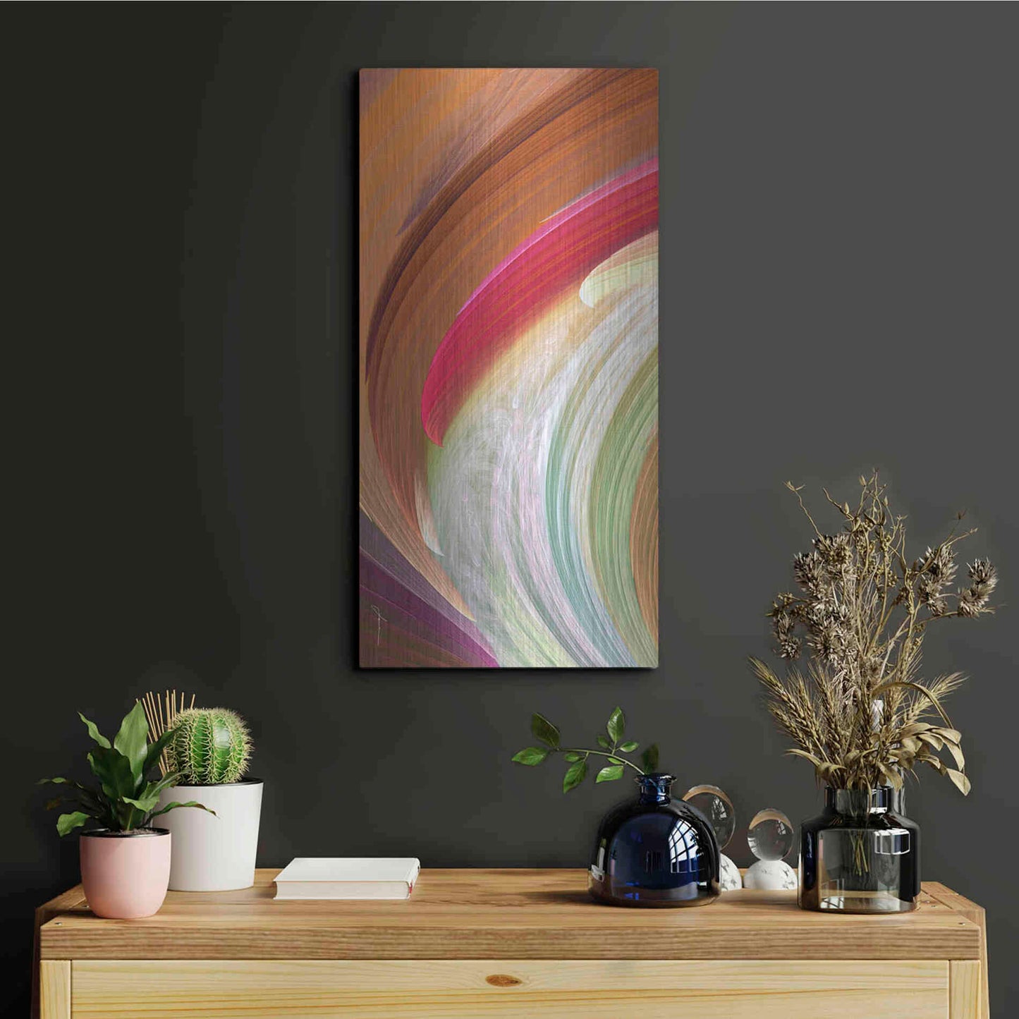 Luxe Metal Art 'Wind Waves II' by James Burghardt, Metal Wall Art,12x24