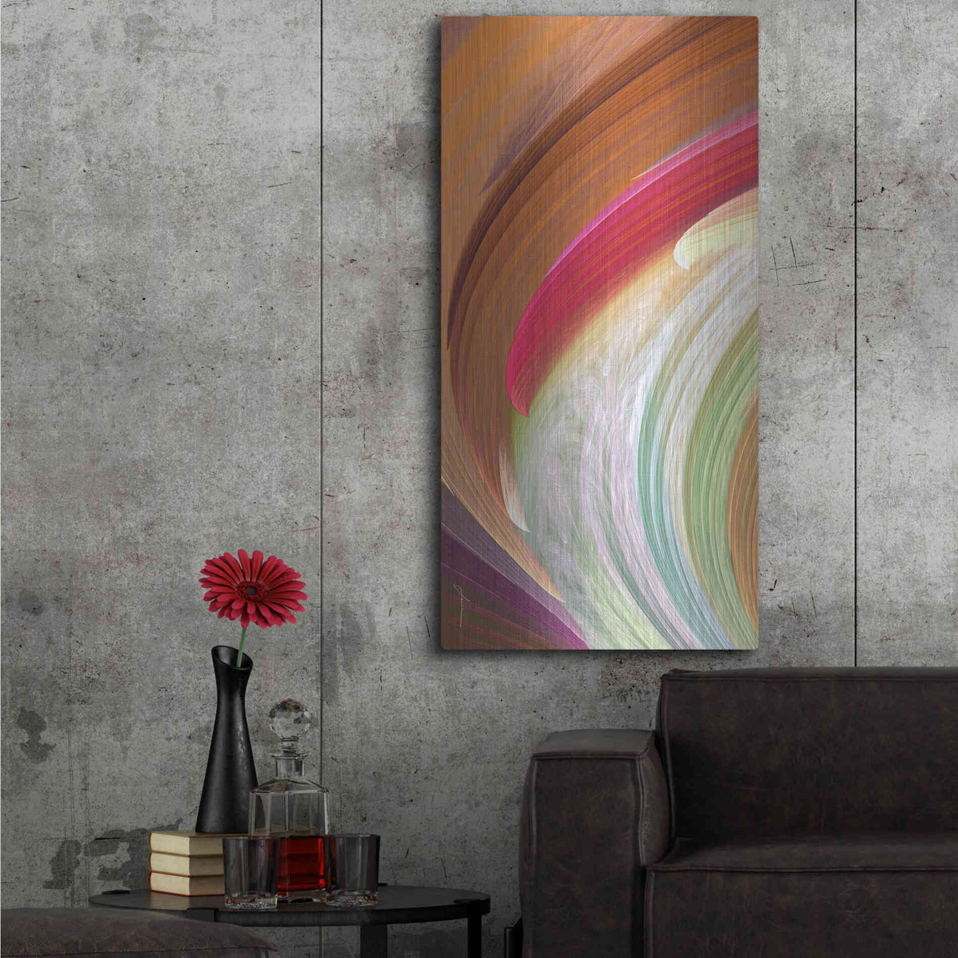 Luxe Metal Art 'Wind Waves II' by James Burghardt, Metal Wall Art,24x48