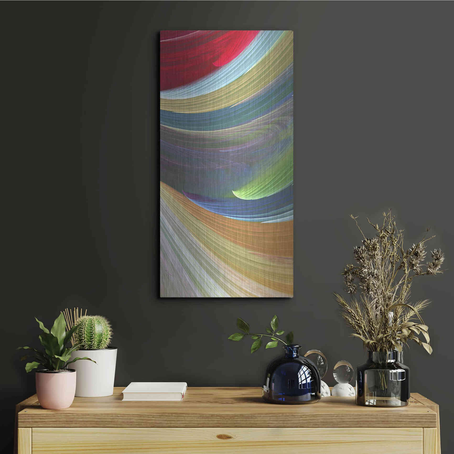 Luxe Metal Art 'Wind Waves III' by James Burghardt, Metal Wall Art,12x24