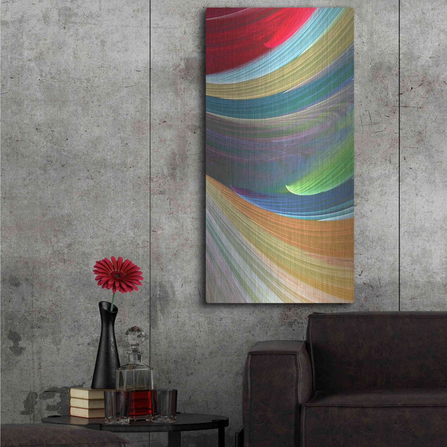 Luxe Metal Art 'Wind Waves III' by James Burghardt, Metal Wall Art,24x48