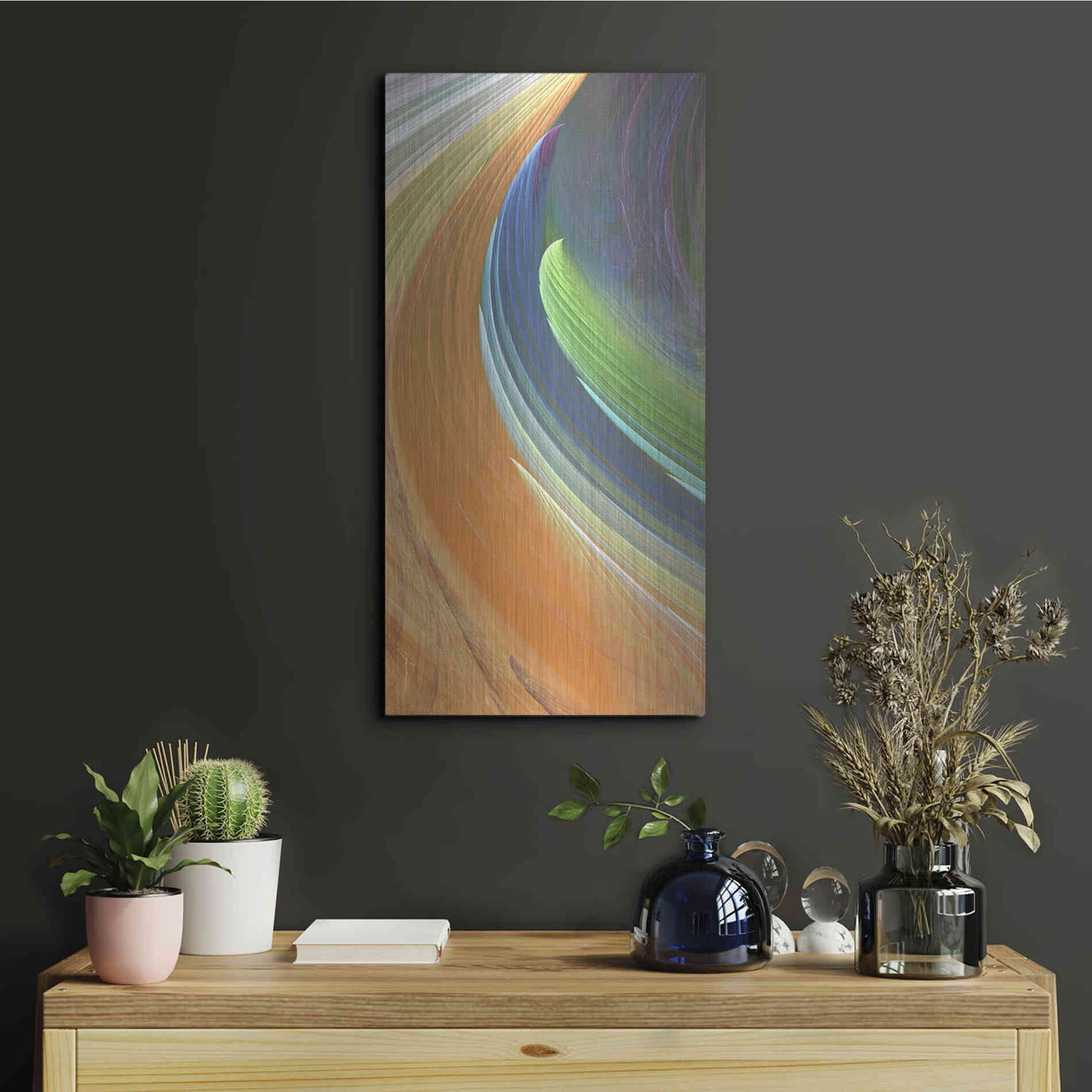 Luxe Metal Art 'Wind Waves IV' by James Burghardt, Metal Wall Art,12x24