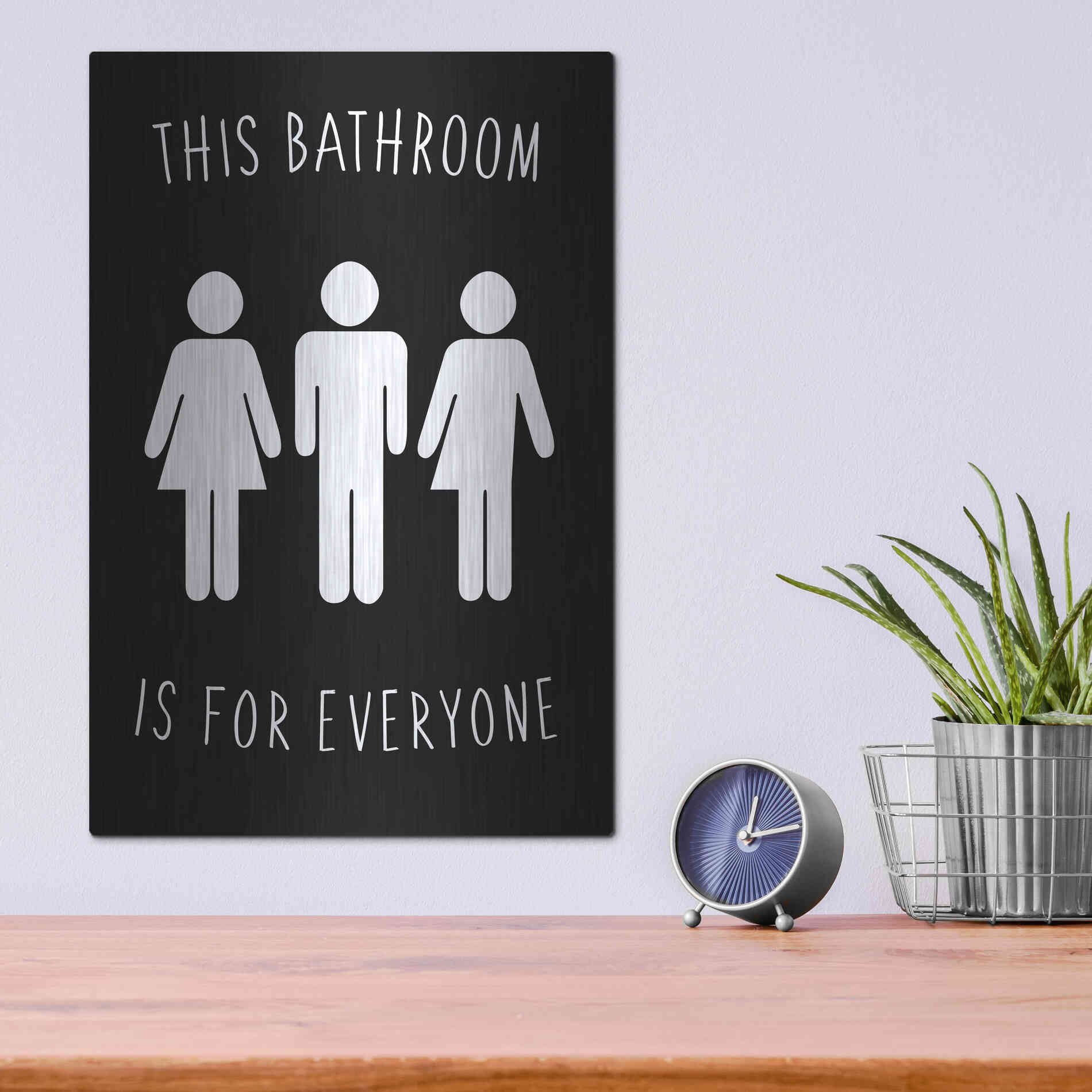 Luxe Metal Art 'Human Bathroom I' by Jarman Fagalde Metal Wall Art,12x16