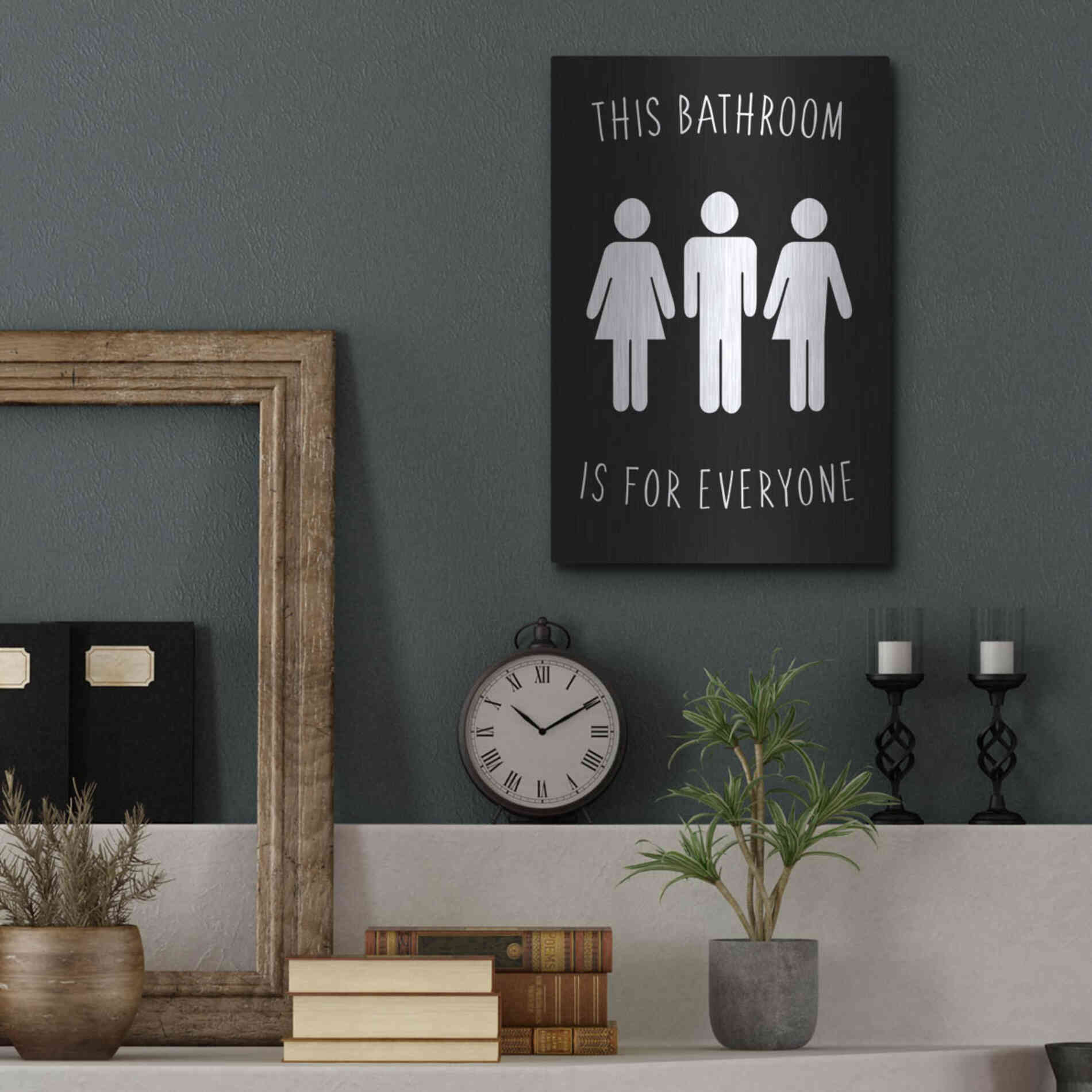 Luxe Metal Art 'Human Bathroom I' by Jarman Fagalde Metal Wall Art,12x16