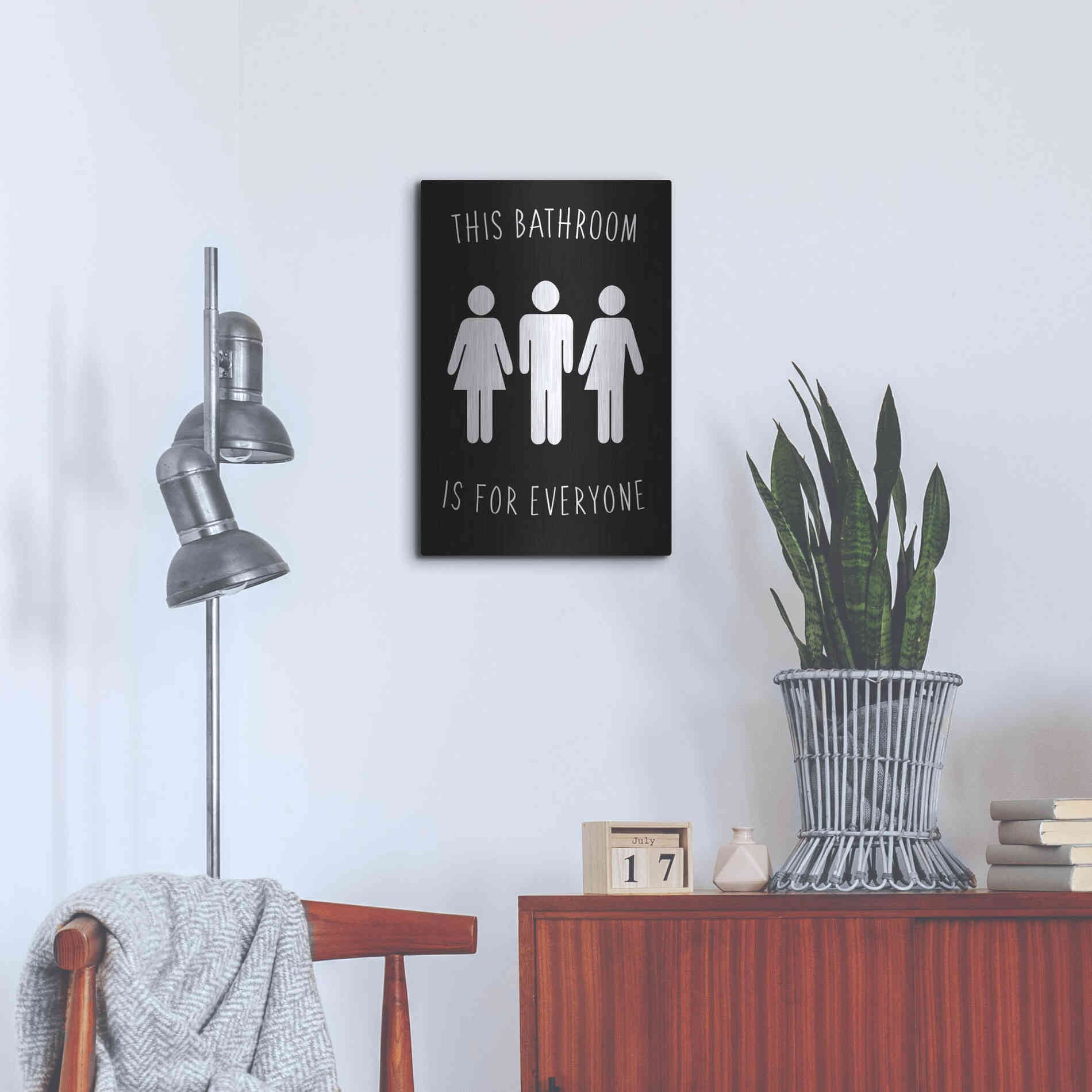 Luxe Metal Art 'Human Bathroom I' by Jarman Fagalde Metal Wall Art,16x24