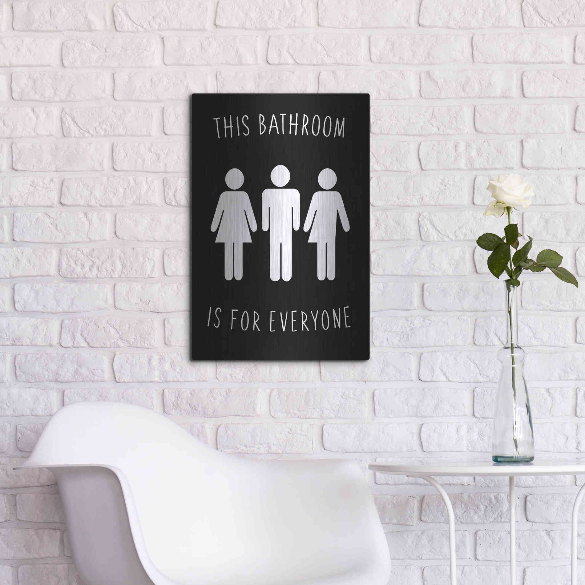 Luxe Metal Art 'Human Bathroom I' by Jarman Fagalde Metal Wall Art,16x24