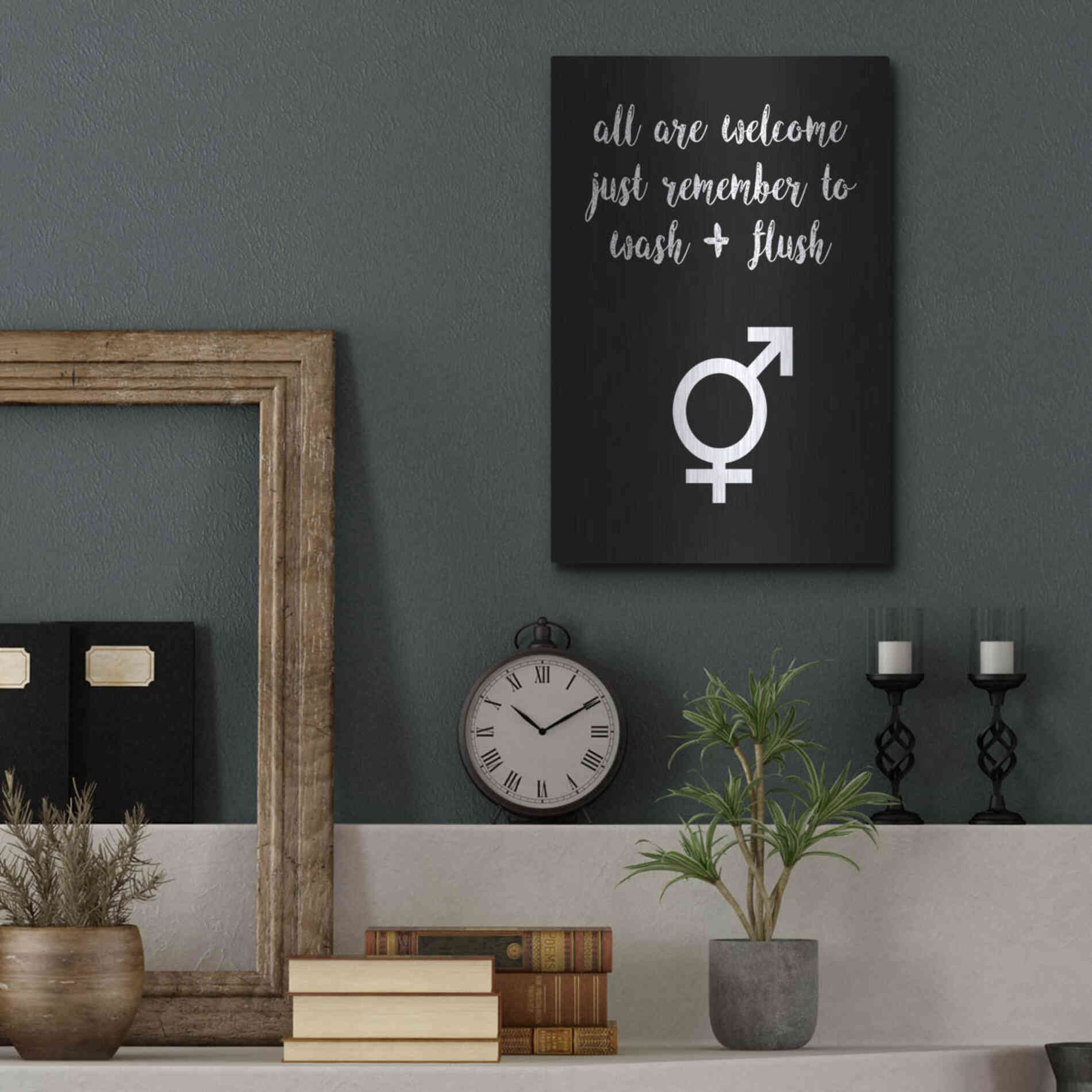 Luxe Metal Art 'Human Bathroom III' by Jarman Fagalde Metal Wall Art,12x16