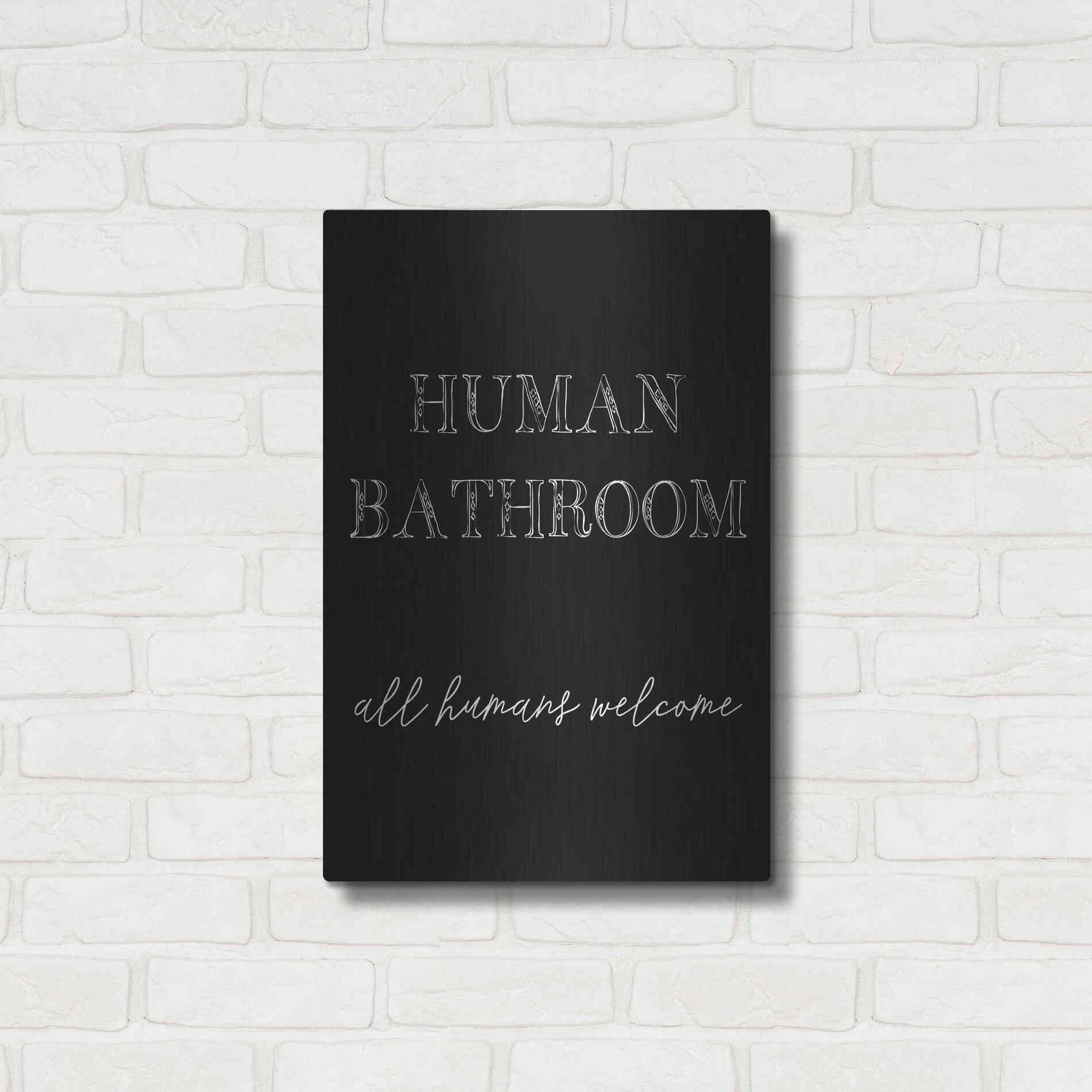 Luxe Metal Art 'Human Bathroom IV' by Jarman Fagalde Metal Wall Art,16x24