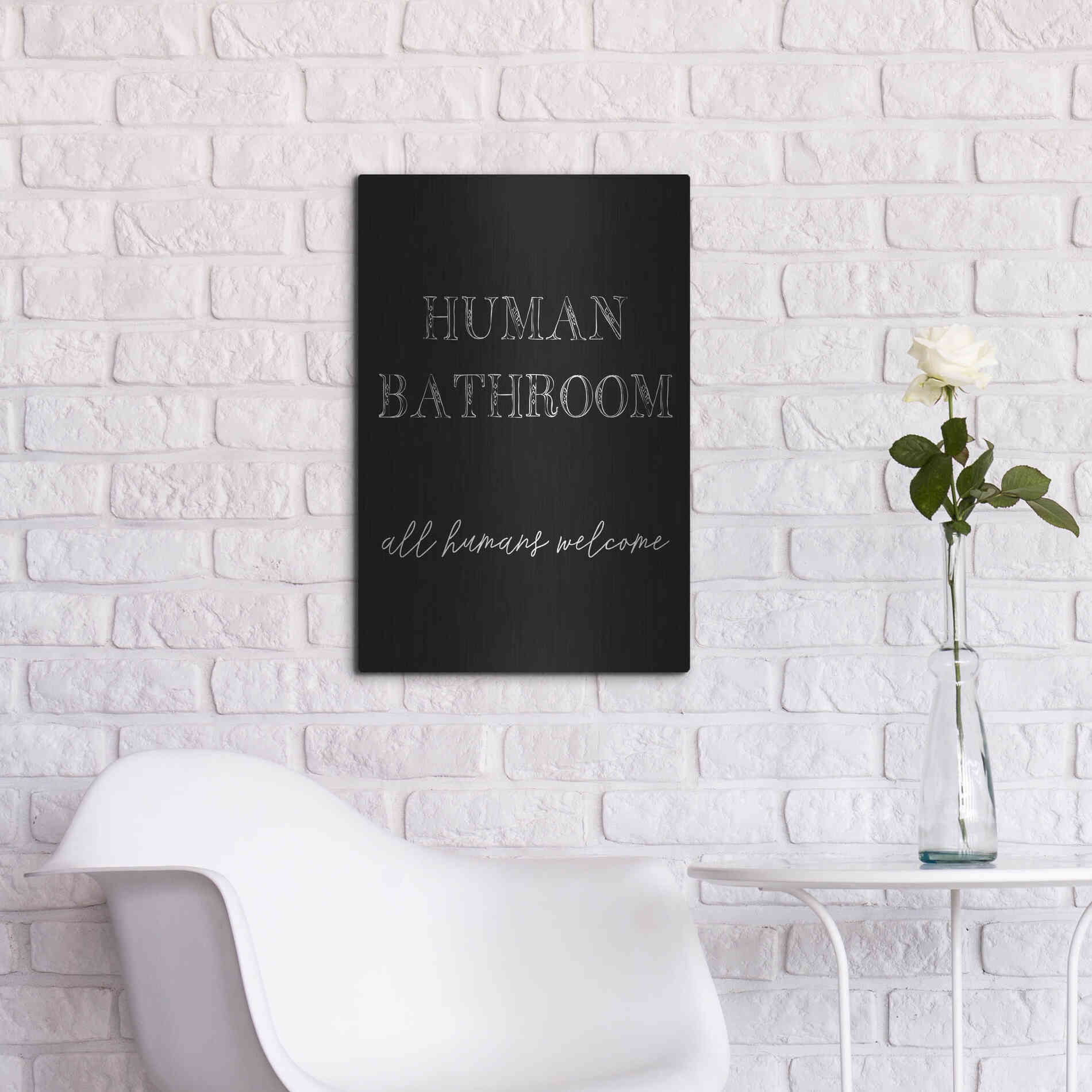 Luxe Metal Art 'Human Bathroom IV' by Jarman Fagalde Metal Wall Art,16x24