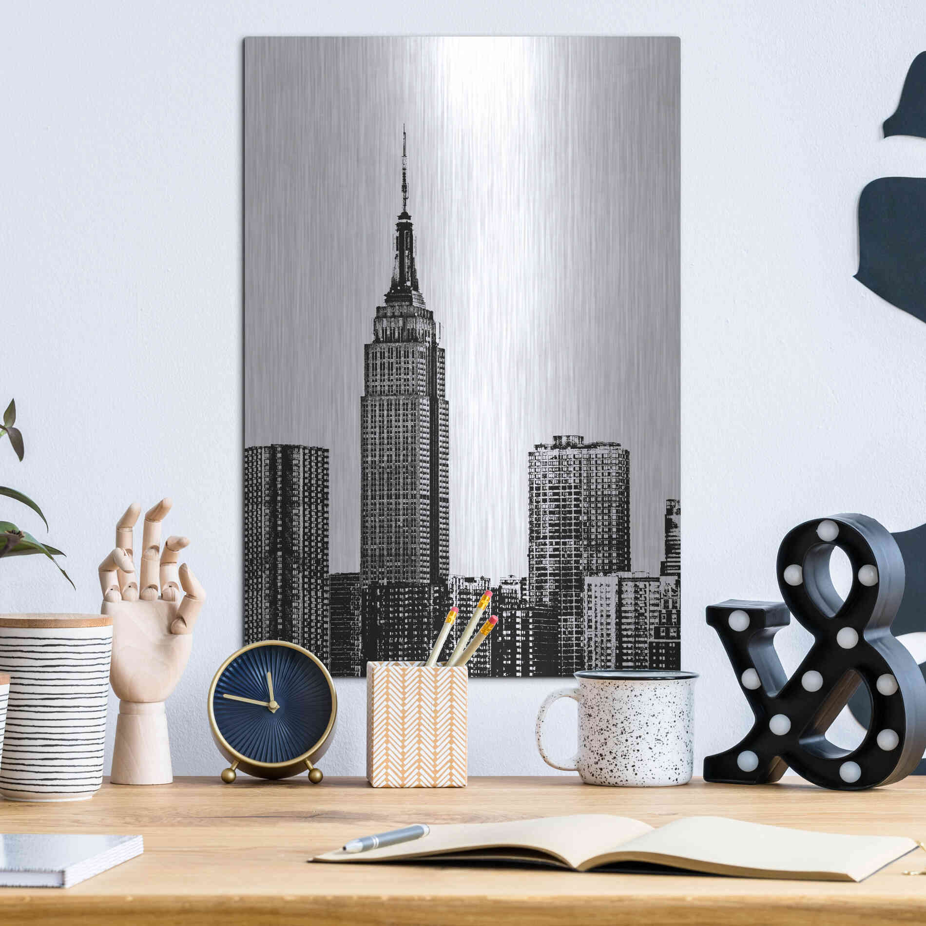 Luxe Metal Art 'NYC in Pure B&W XVIII' by Jeff Pica Metal Wall Art,12x16