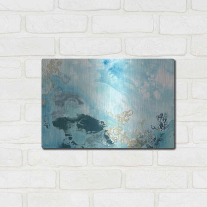 Luxe Metal Art 'Aqua Wave Form II' by June Erica Metal Wall Art,16x12