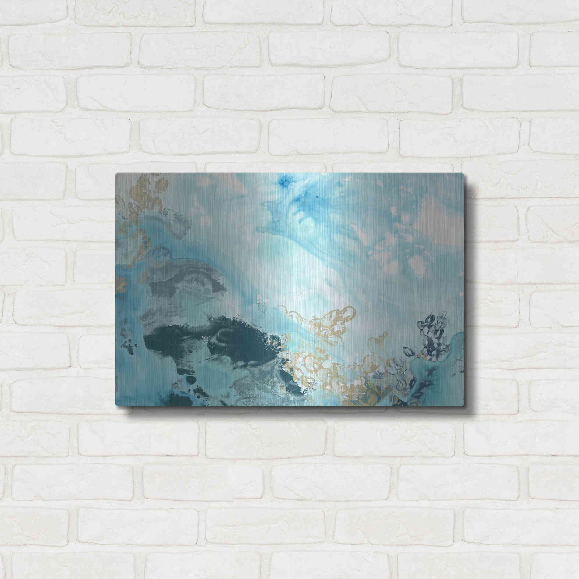 Luxe Metal Art 'Aqua Wave Form II' by June Erica Metal Wall Art,24x16