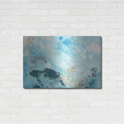 Luxe Metal Art 'Aqua Wave Form II' by June Erica Metal Wall Art,36x24