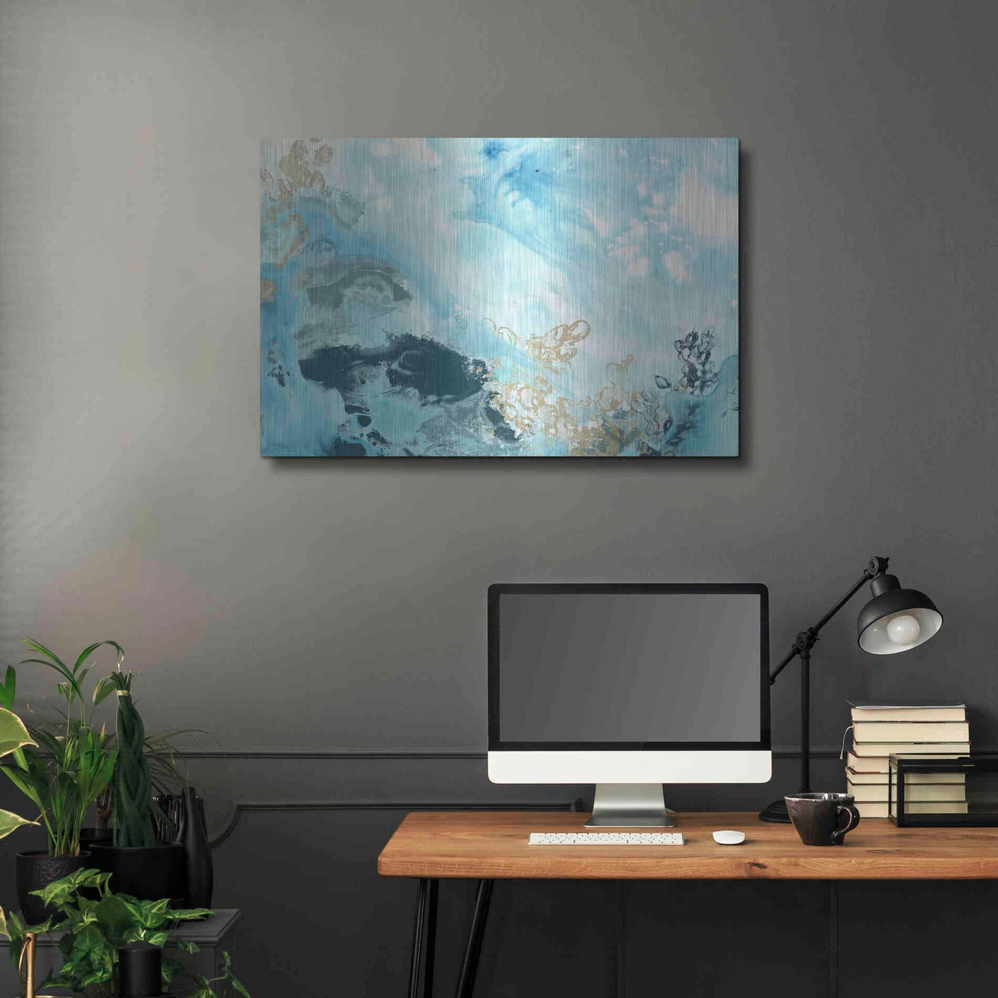 Luxe Metal Art 'Aqua Wave Form II' by June Erica Metal Wall Art,36x24