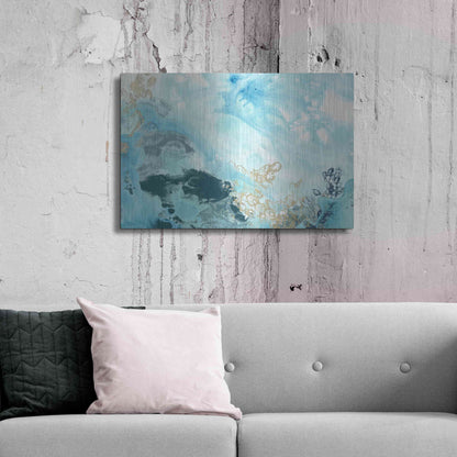 Luxe Metal Art 'Aqua Wave Form II' by June Erica Metal Wall Art,36x24