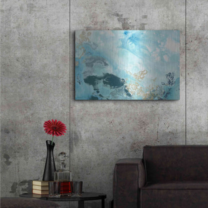 Luxe Metal Art 'Aqua Wave Form II' by June Erica Metal Wall Art,36x24