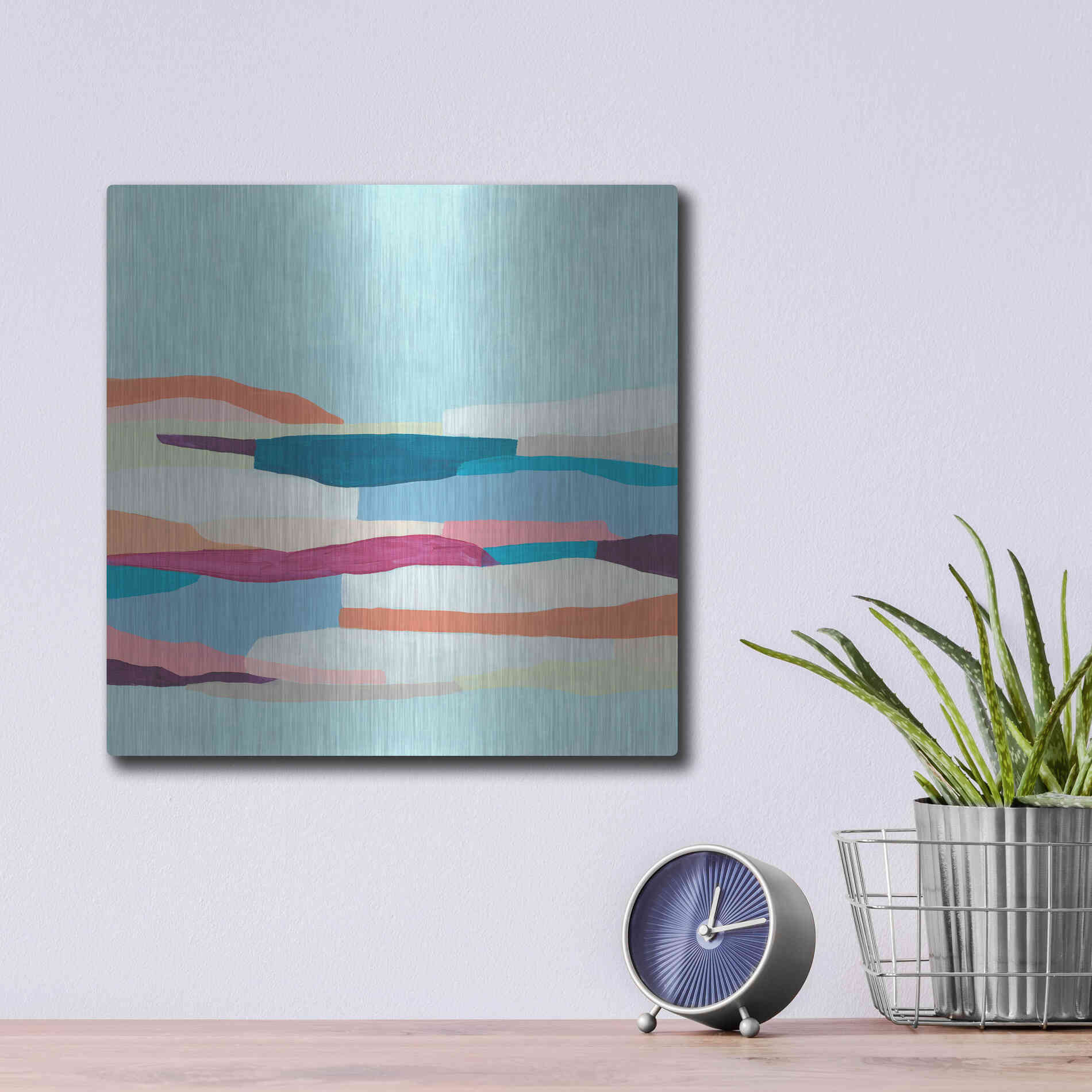 Luxe Metal Art 'Stratascape II' by June Erica Metal Wall Art,12x12