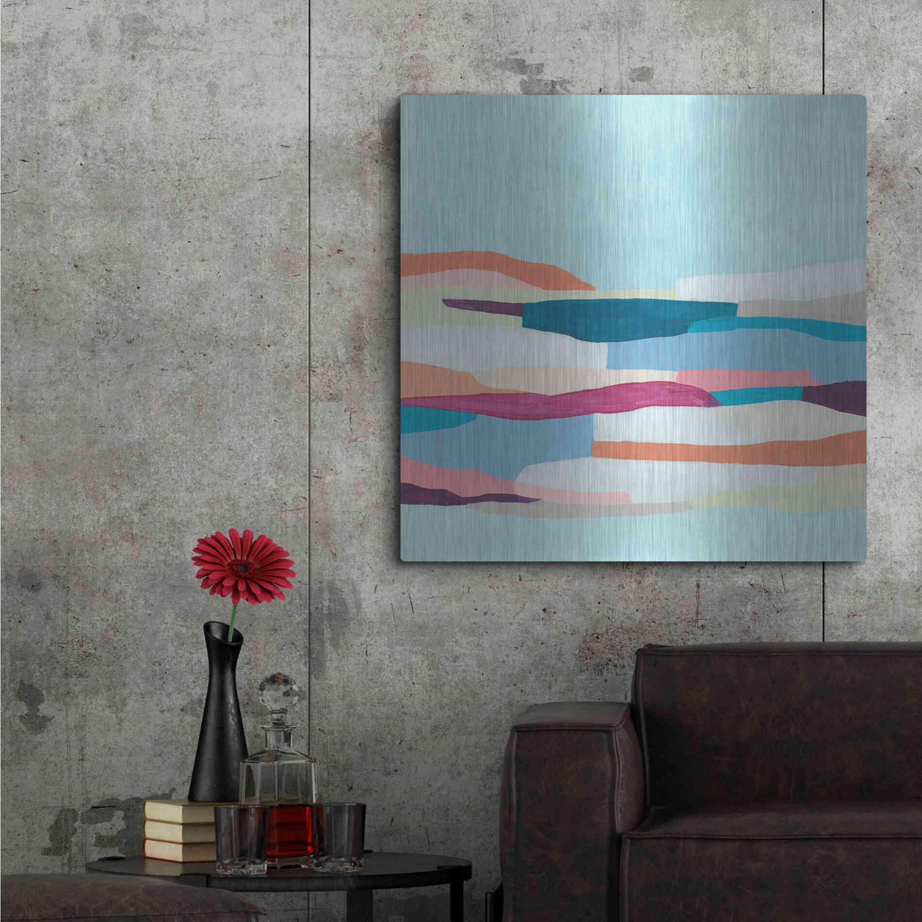 Luxe Metal Art 'Stratascape II' by June Erica Metal Wall Art,36x36