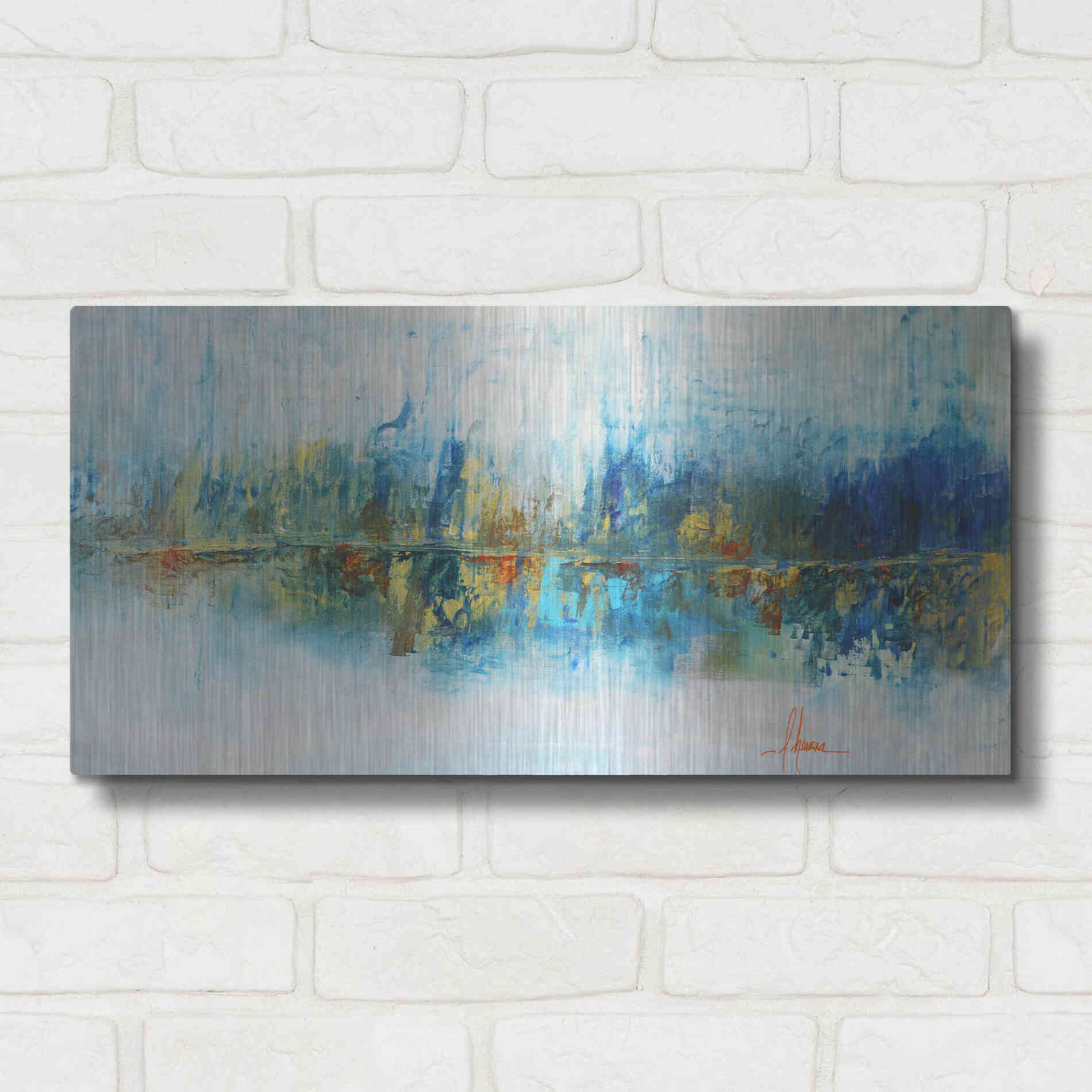 Luxe Metal Art 'Aqua Azul' by Leticia Herrera Metal Wall Art,24x12