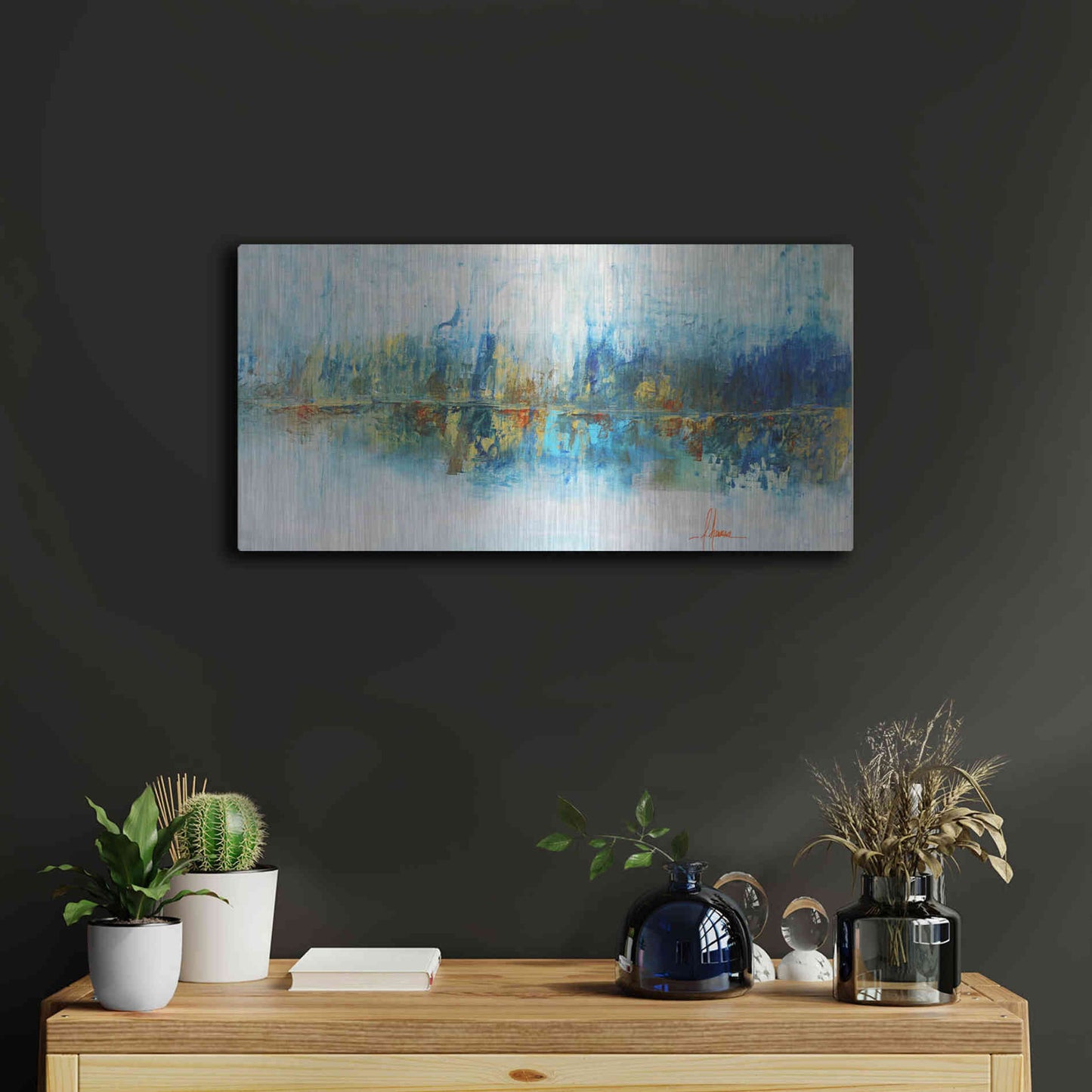 Luxe Metal Art 'Aqua Azul' by Leticia Herrera Metal Wall Art,24x12