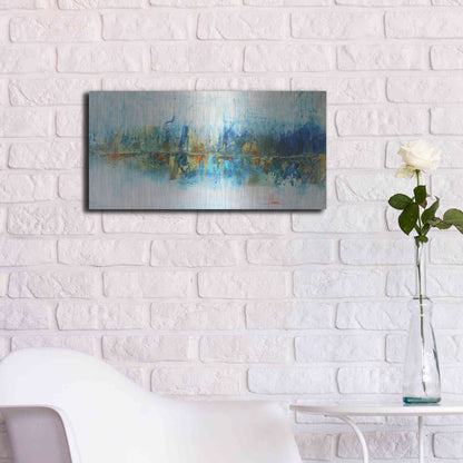 Luxe Metal Art 'Aqua Azul' by Leticia Herrera Metal Wall Art,24x12