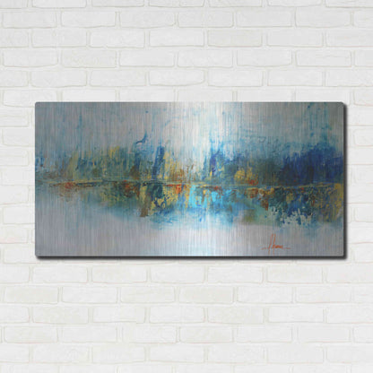 Luxe Metal Art 'Aqua Azul' by Leticia Herrera Metal Wall Art,48x24