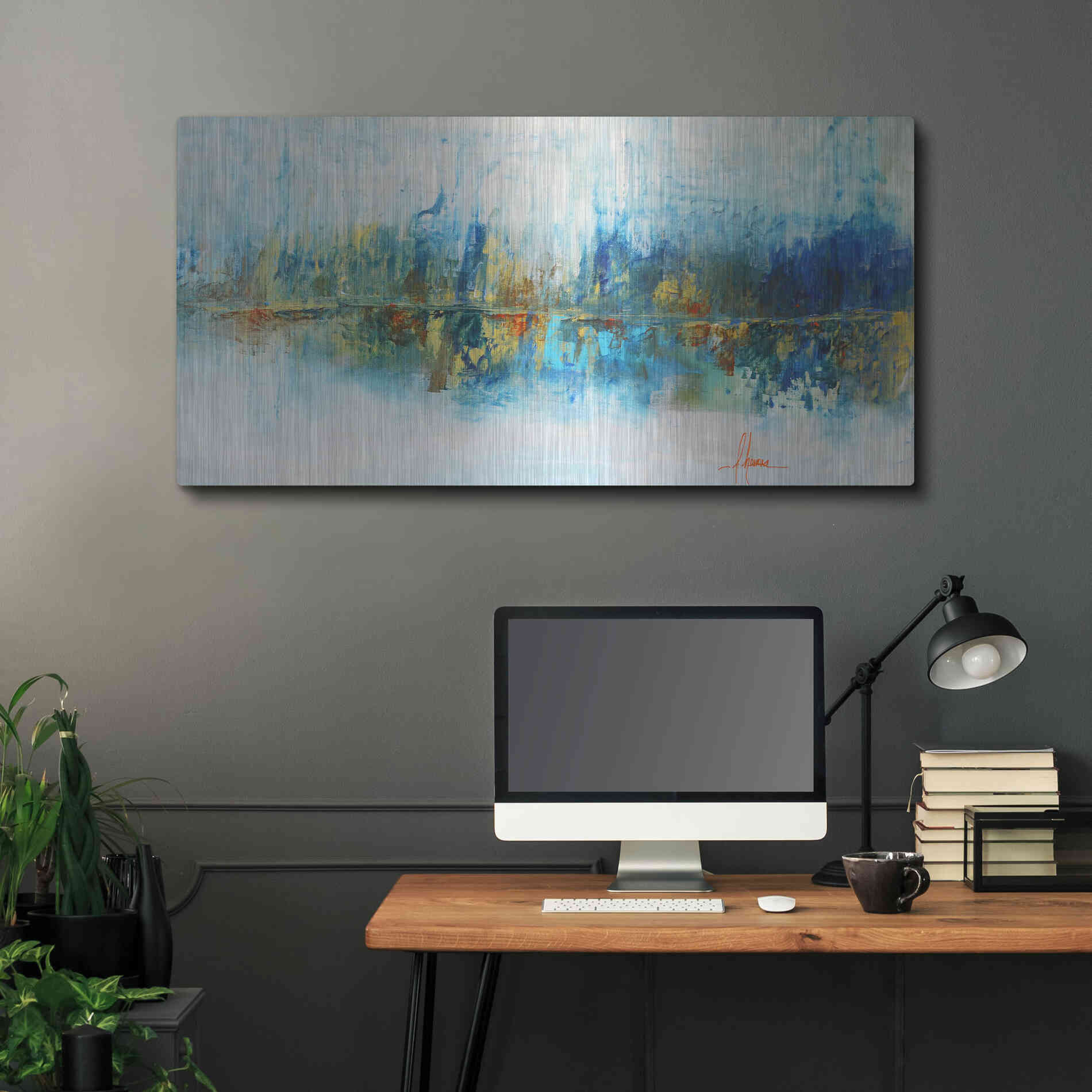 Luxe Metal Art 'Aqua Azul' by Leticia Herrera Metal Wall Art,48x24