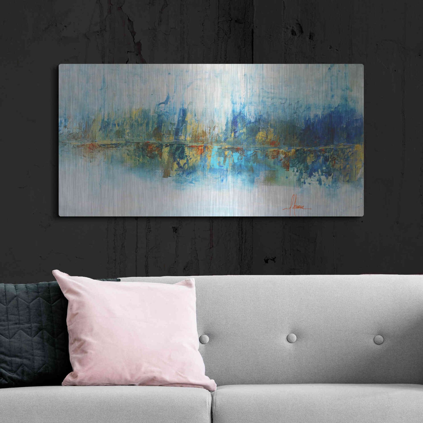 Luxe Metal Art 'Aqua Azul' by Leticia Herrera Metal Wall Art,48x24