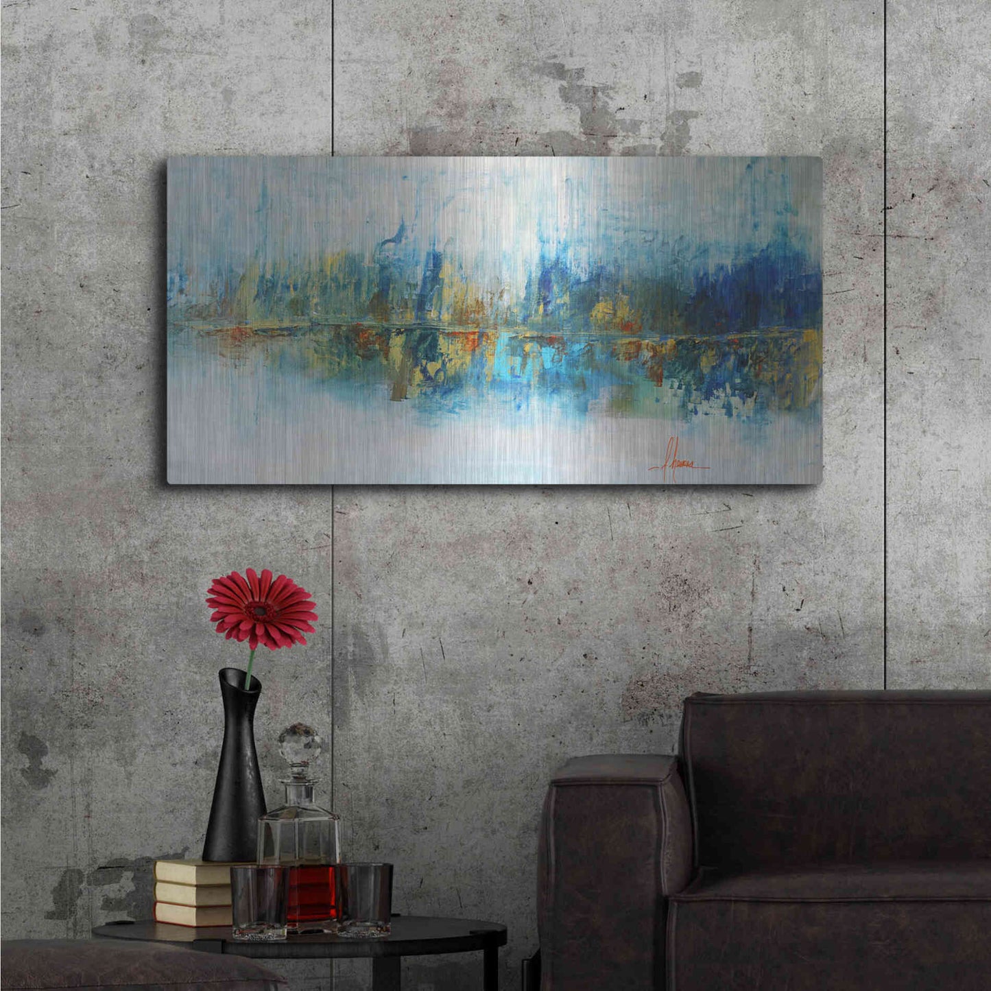 Luxe Metal Art 'Aqua Azul' by Leticia Herrera Metal Wall Art,48x24