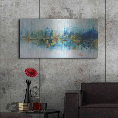 Luxe Metal Art 'Aqua Azul' by Leticia Herrera Metal Wall Art,48x24