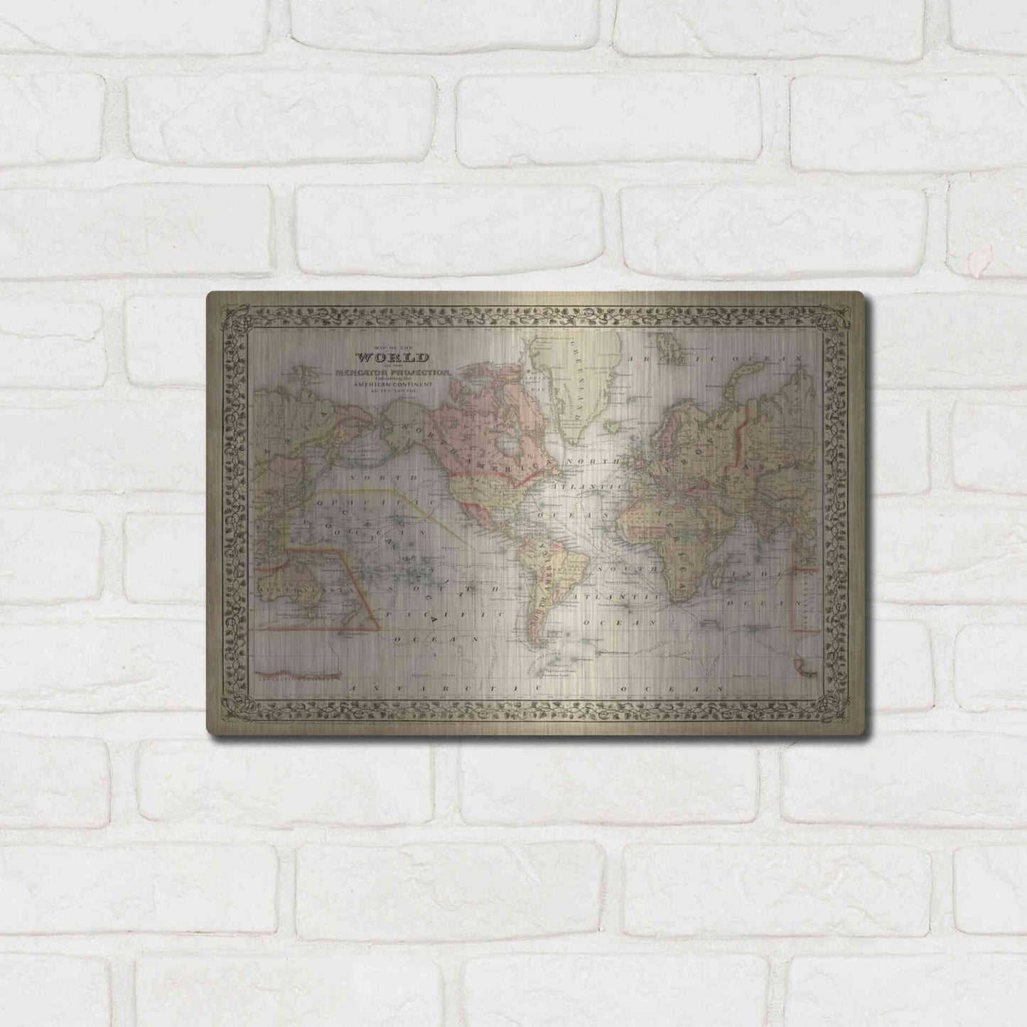 Luxe Metal Art 'Mitchell's World Map' by Mitchell Metal Wall Art,16x12