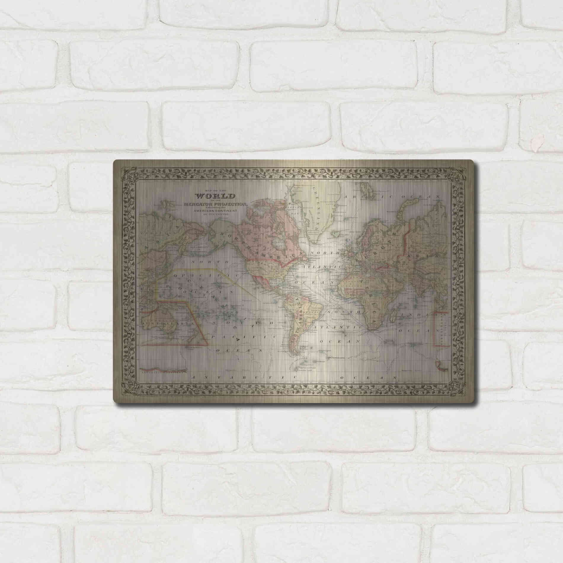 Luxe Metal Art 'Mitchell's World Map' by Mitchell Metal Wall Art,16x12