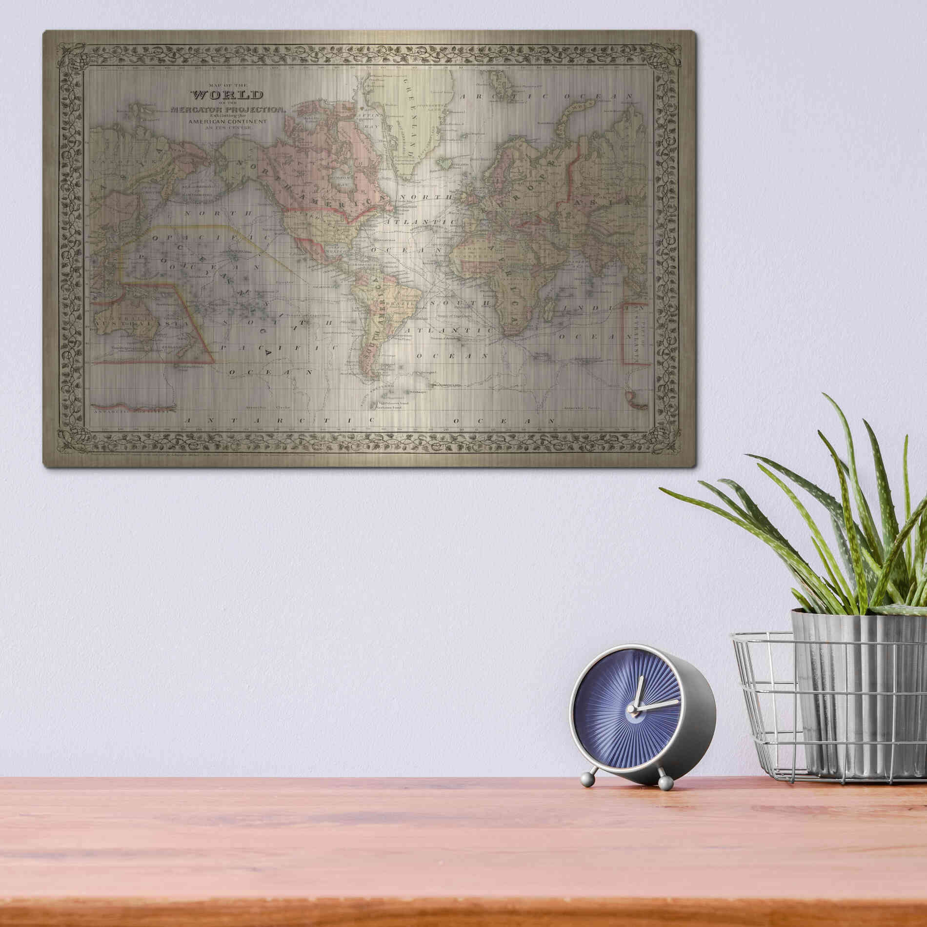 Luxe Metal Art 'Mitchell's World Map' by Mitchell Metal Wall Art,16x12