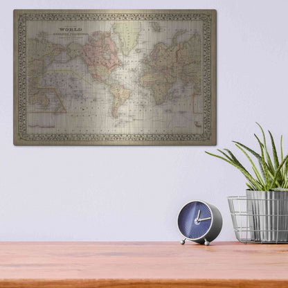 Luxe Metal Art 'Mitchell's World Map' by Mitchell Metal Wall Art,16x12
