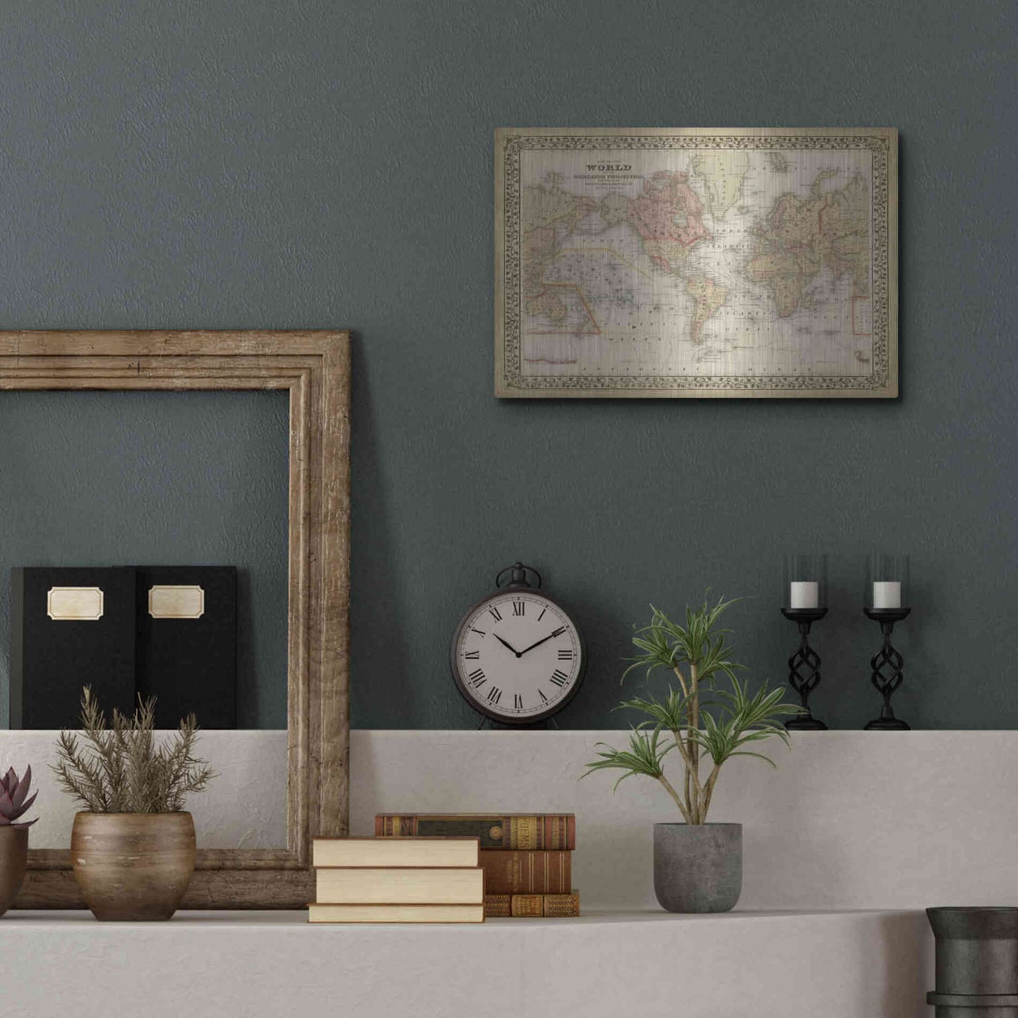 Luxe Metal Art 'Mitchell's World Map' by Mitchell Metal Wall Art,16x12