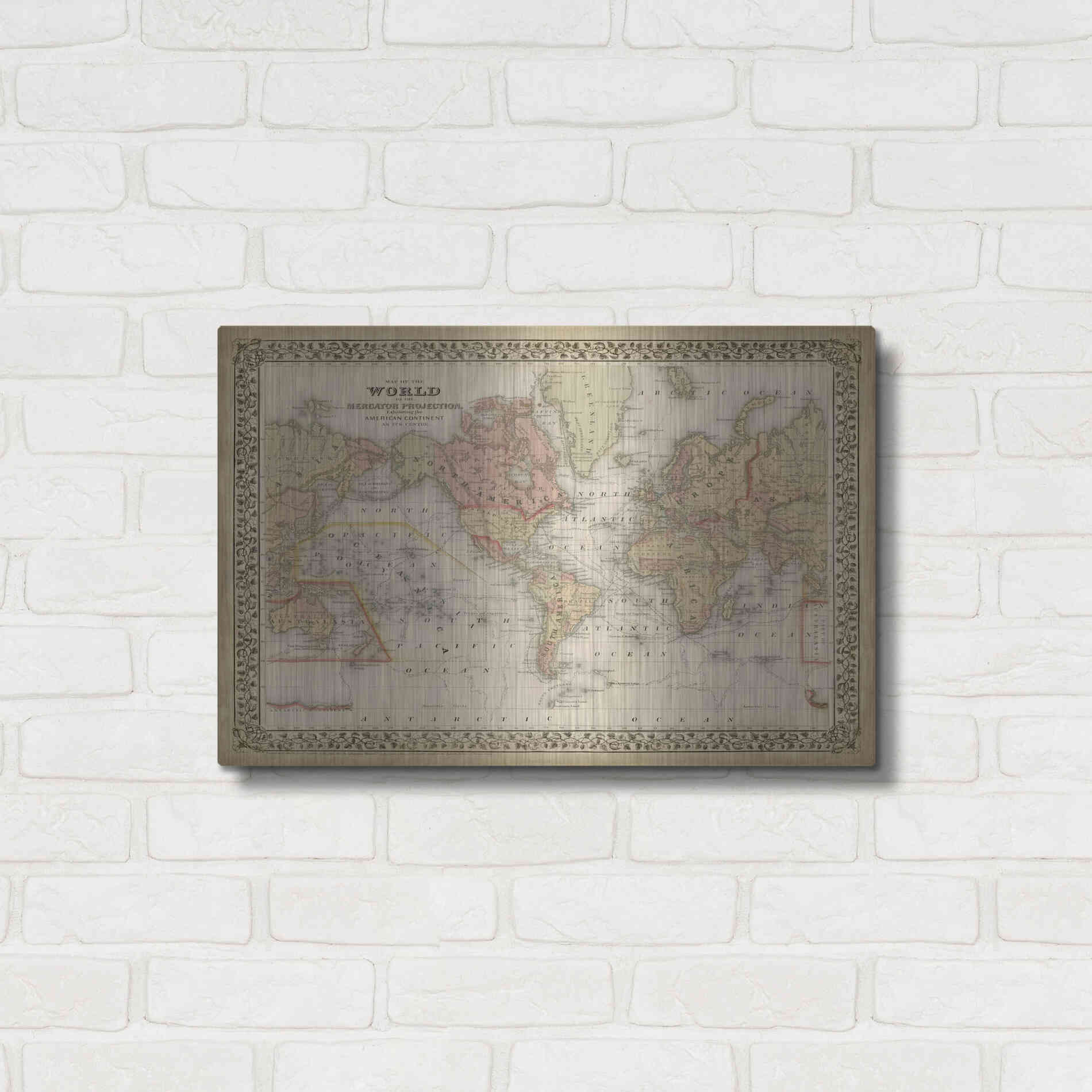 Luxe Metal Art 'Mitchell's World Map' by Mitchell Metal Wall Art,24x16