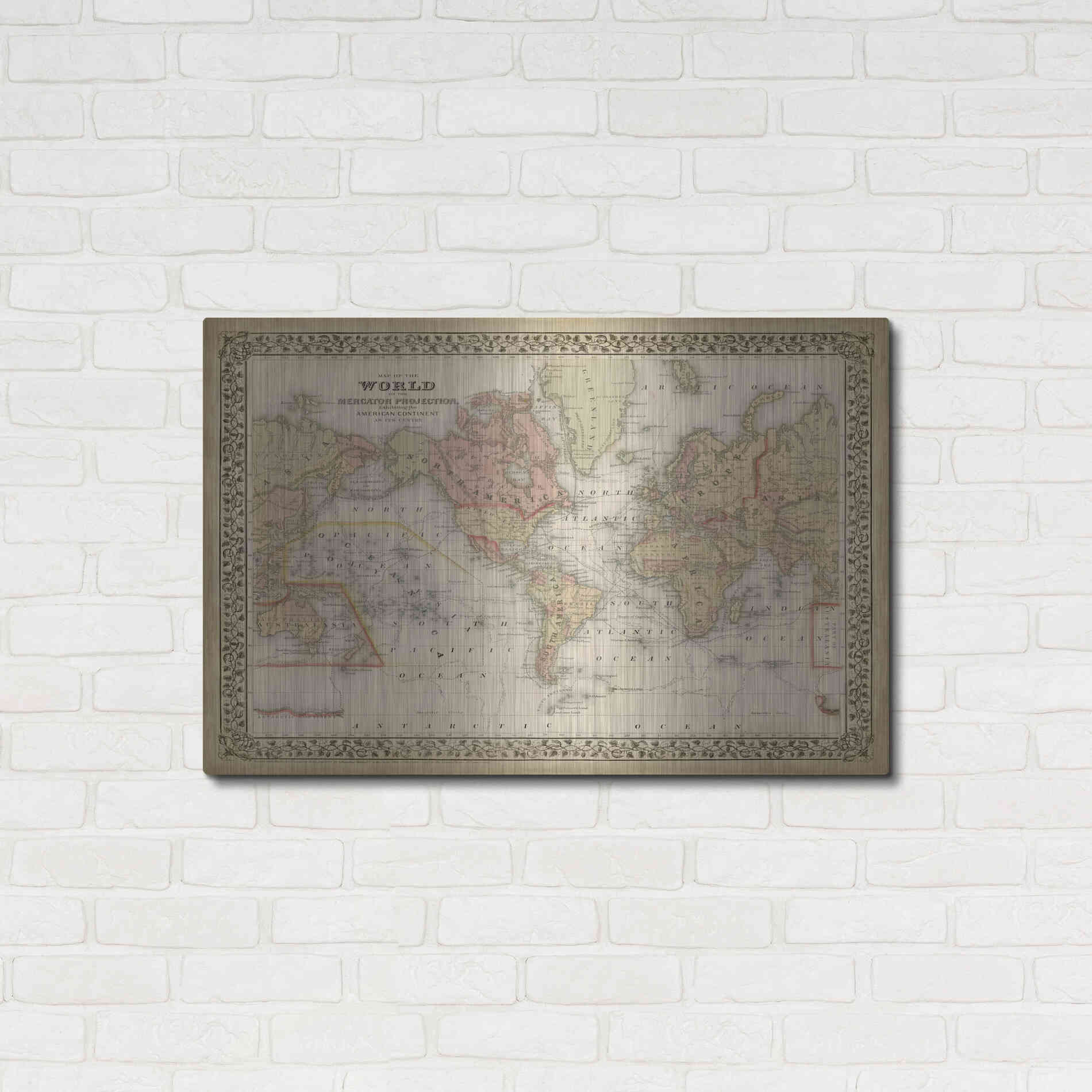 Luxe Metal Art 'Mitchell's World Map' by Mitchell Metal Wall Art,36x24
