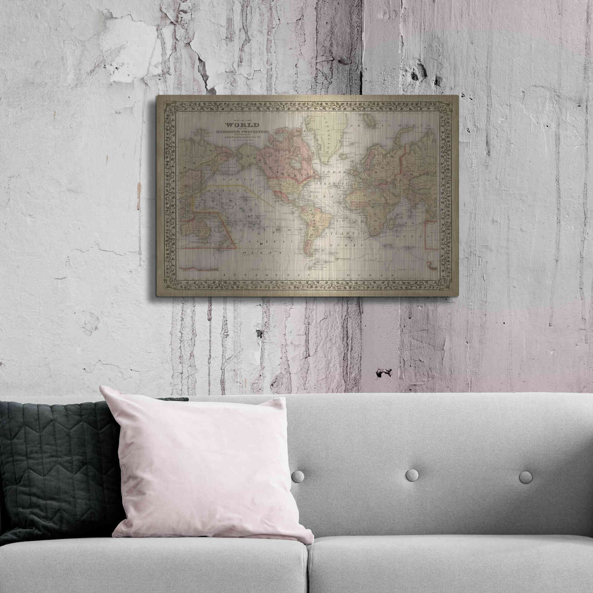 Luxe Metal Art 'Mitchell's World Map' by Mitchell Metal Wall Art,36x24