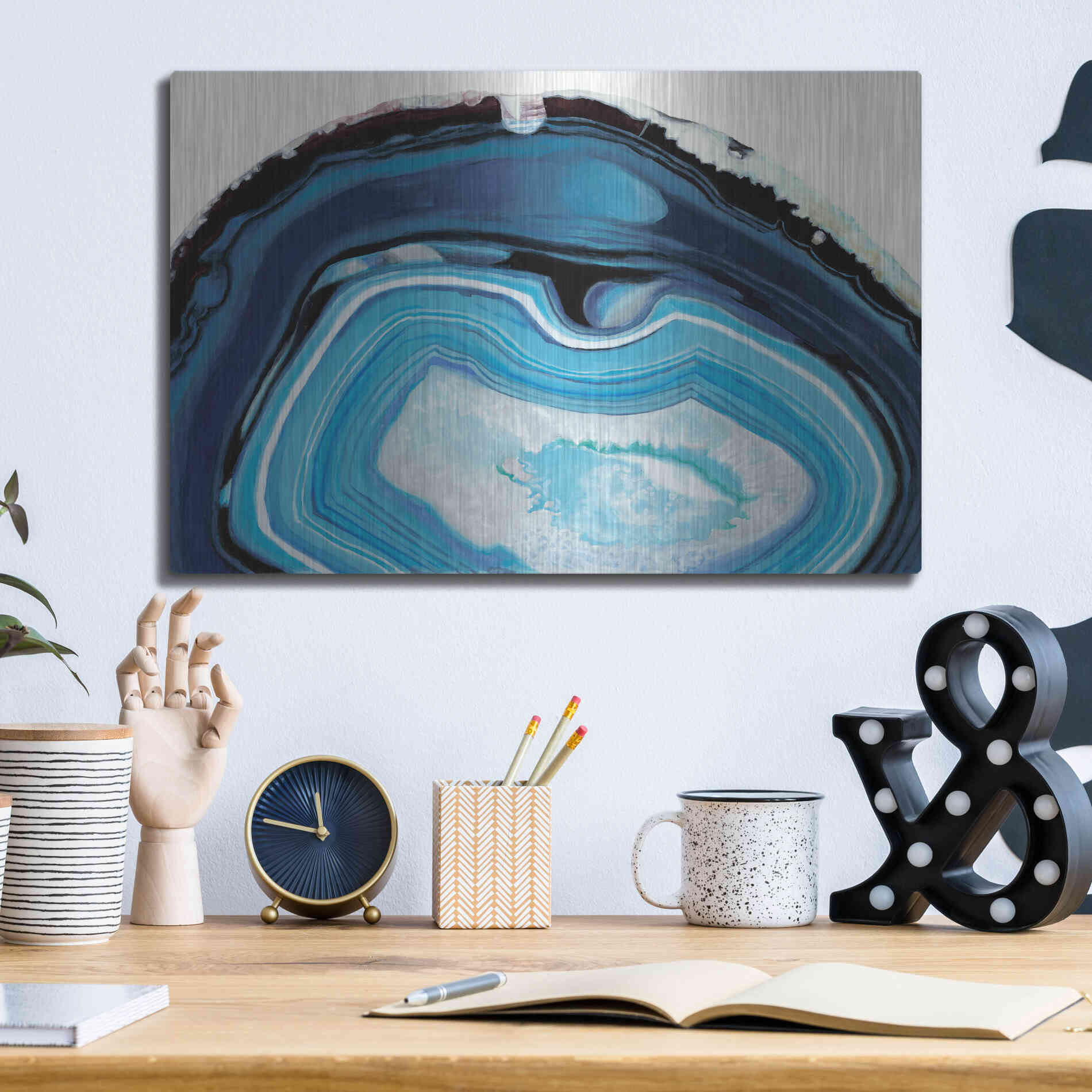 Luxe Metal Art 'Agate Studies I' by Naomi McCavitt, Metal Wall Art,16x12