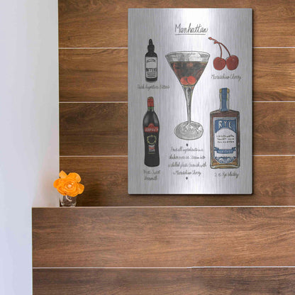 Luxe Metal Art 'Classic Cocktail - Manhattan' by Naomi McCavitt, Metal Wall Art,12x16