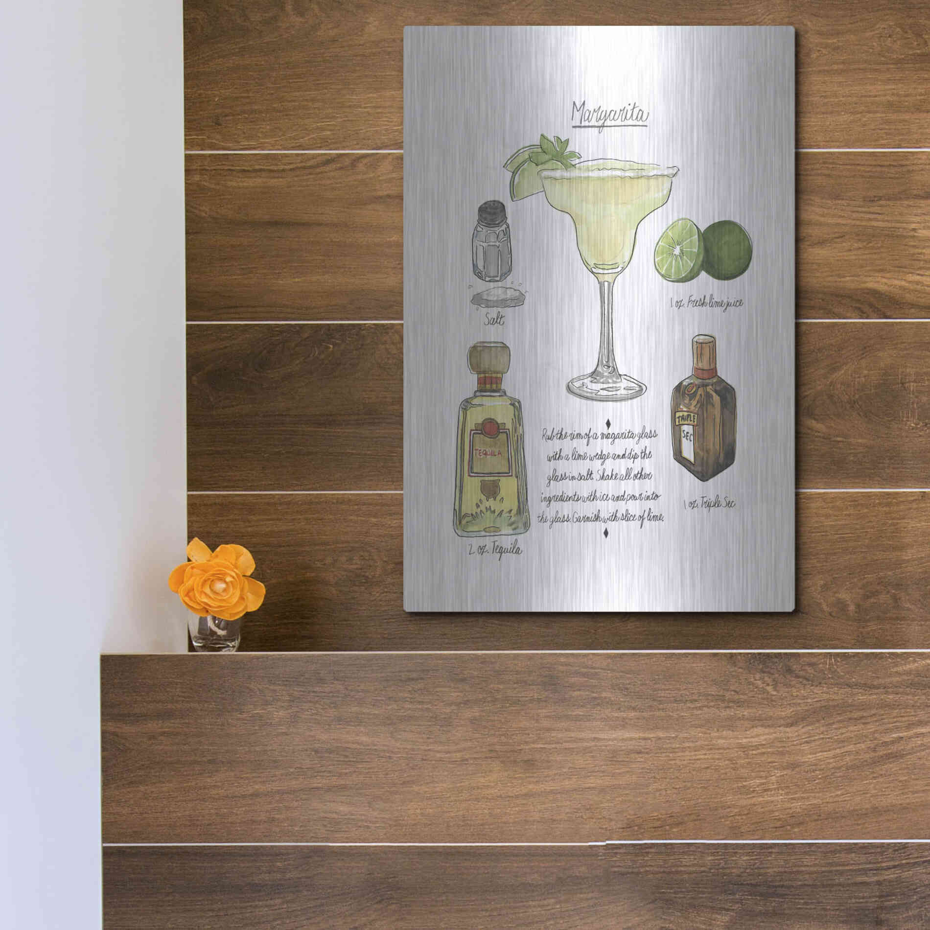 Luxe Metal Art 'Classic Cocktail - Margarita' by Naomi McCavitt, Metal Wall Art,12x16