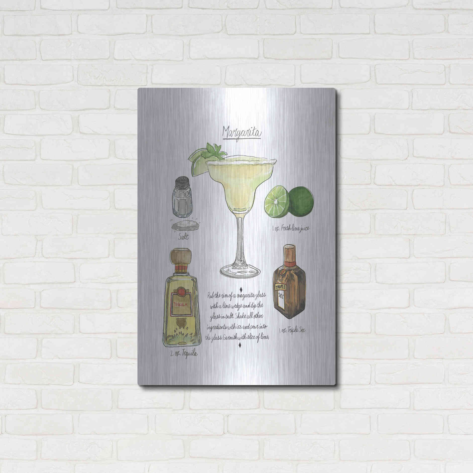 Luxe Metal Art 'Classic Cocktail - Margarita' by Naomi McCavitt, Metal Wall Art,24x36