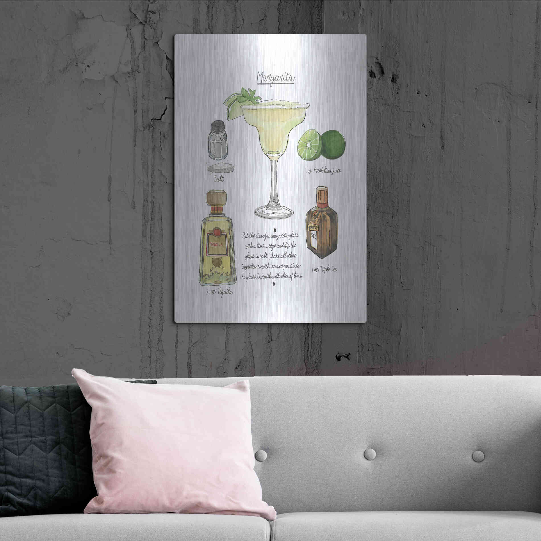 Luxe Metal Art 'Classic Cocktail - Margarita' by Naomi McCavitt, Metal Wall Art,24x36